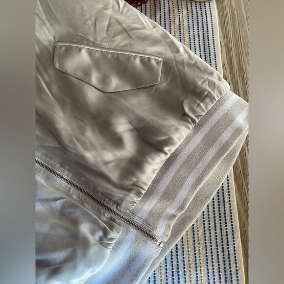 Equipment Bomber Jacket Womens  Sz XS Silk  Light Gray Back Embroidered NWT - Picture 10 of 16